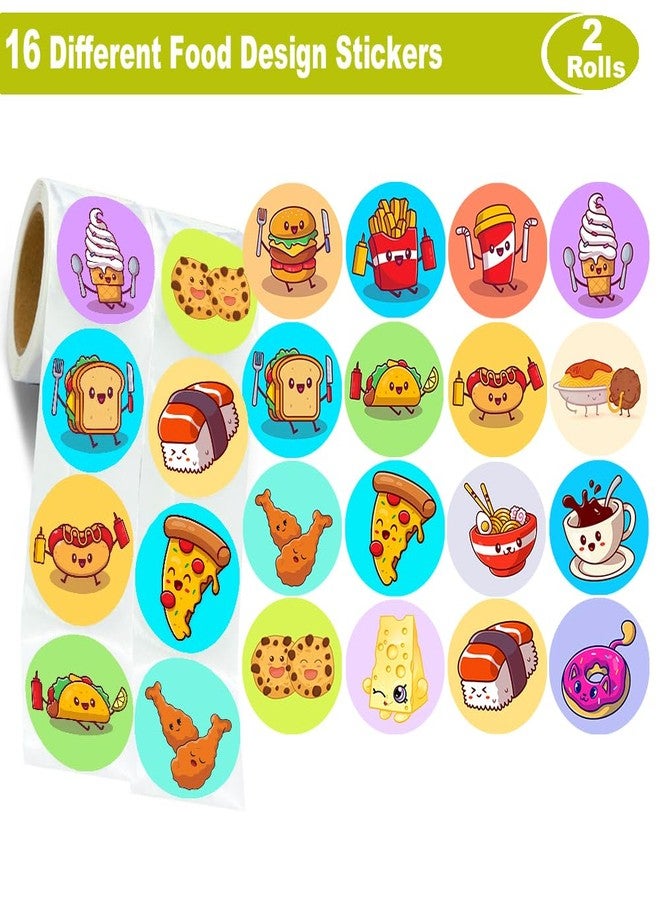 Hohamn 600 Pcs Food Stickers Roll for Kids 1.5 Inch 16 Styles Food Snack Stickers for Kids Boys Girls Birthday Party School Reward Giveaways - Image 2